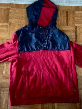 Nautica Red Pullover Hoodie with Navy Yoke